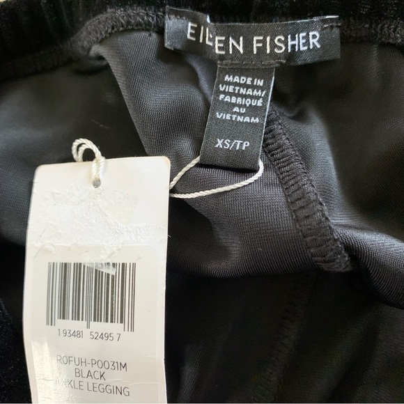 Eileen Fisher Velvet Black Ankle Leggings New With Tags XS Recycled Polyester - Picture 7 of 11